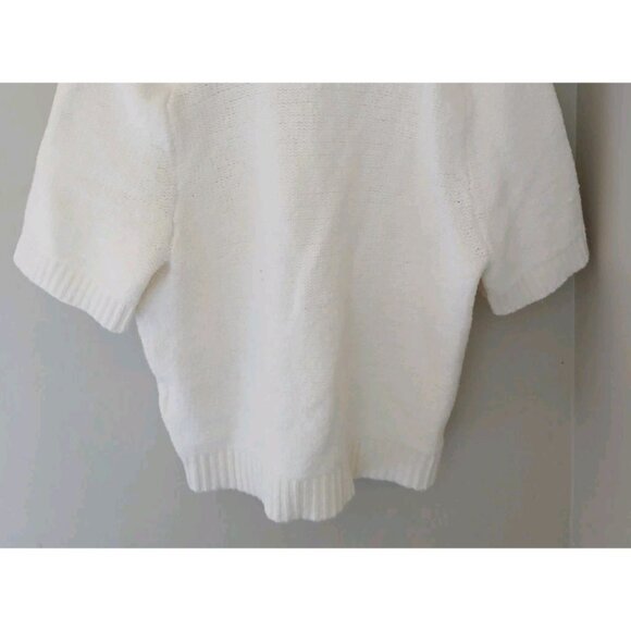 Abercrombie & Fitch Textured Knit Short Sleeve Sweater Size Medium Cream Classic - Picture 9 of 9